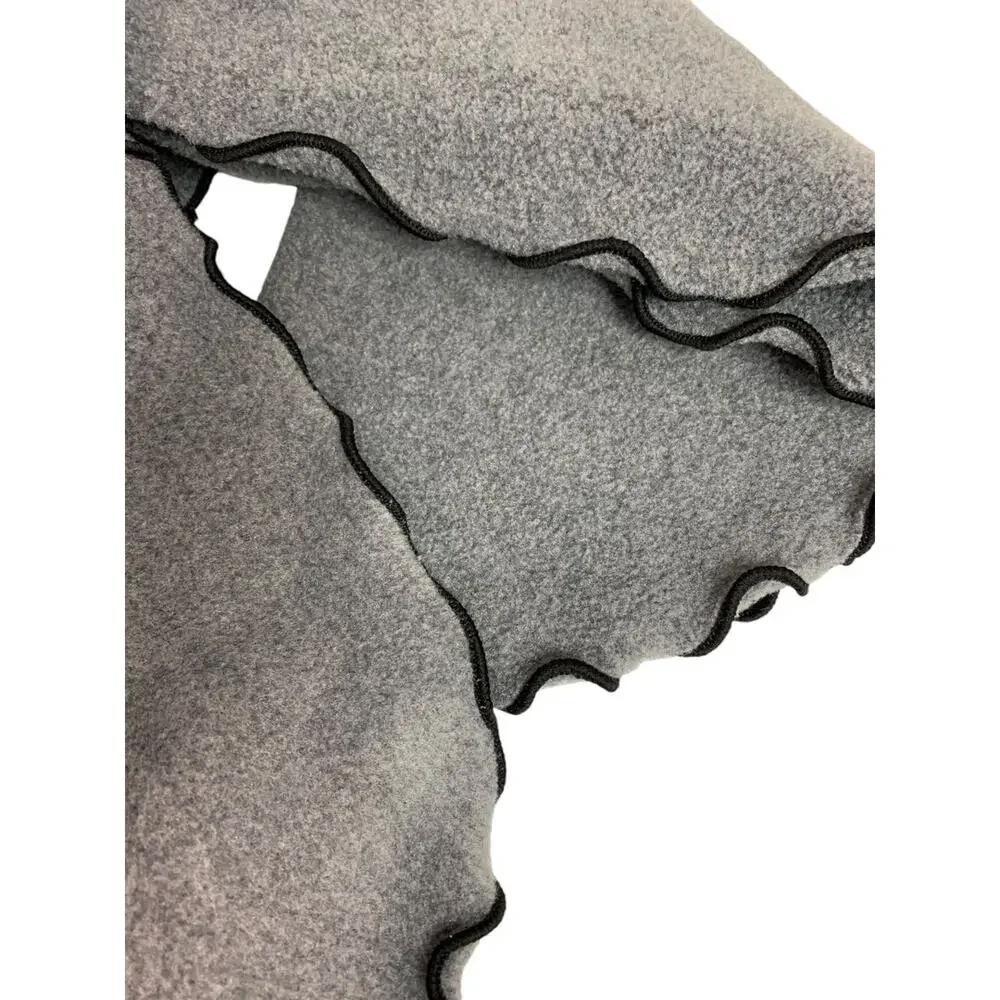 One Size‎ Womens Gray Fleece Wrap Shawl Scarf Set Lettuce Edge Contrast